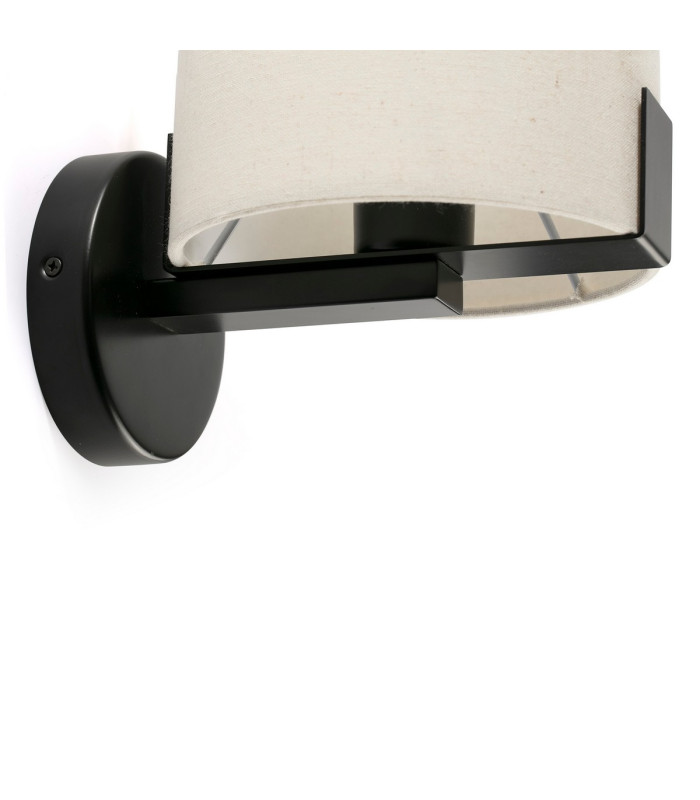 Nila Wall Lamp With Shade Matt Black With Off White Shade-3