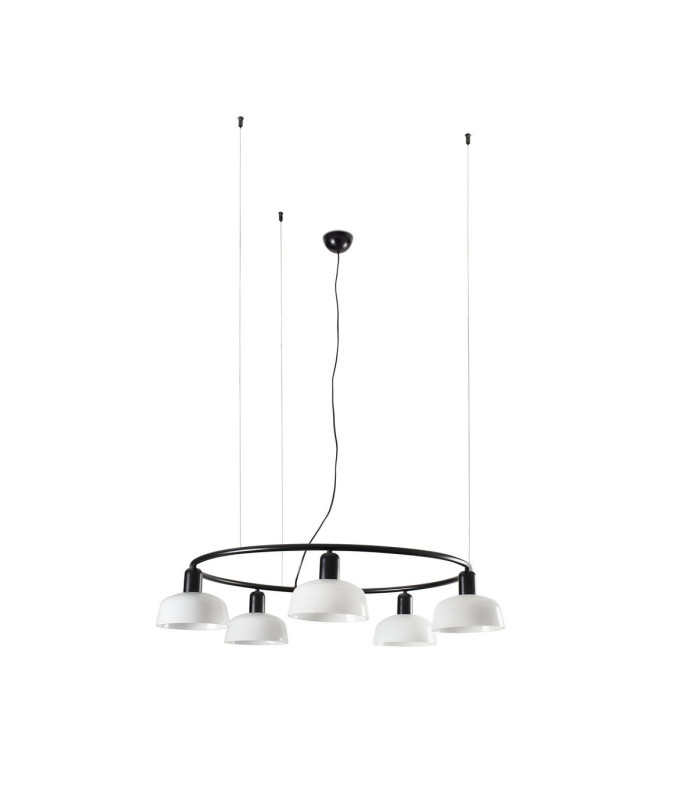 Tatawin Small 5 Light Cylindrical Pendant Ceiling Light Satin Black Opal