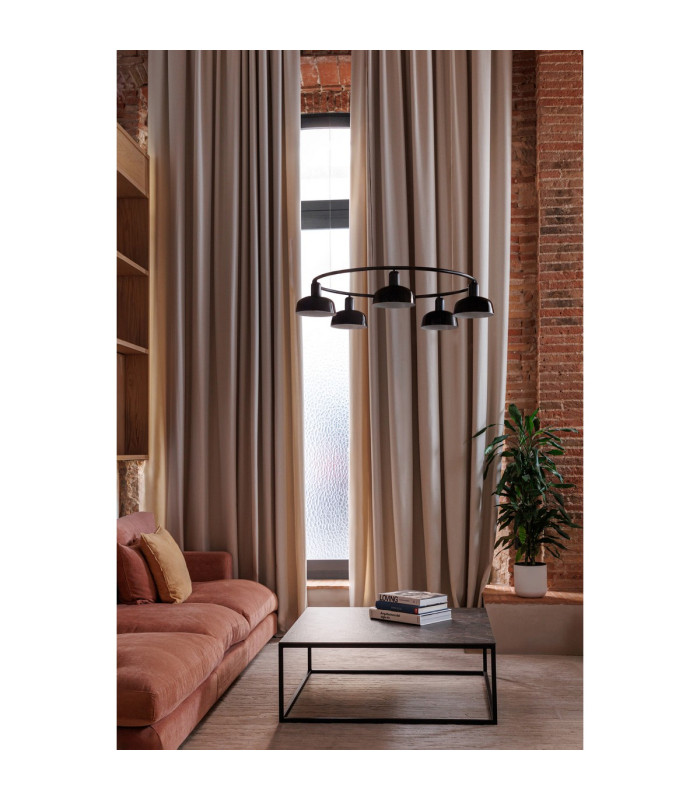 Tatawin Small 5 Light Cylindrical Pendant Ceiling Light Satin Black-2