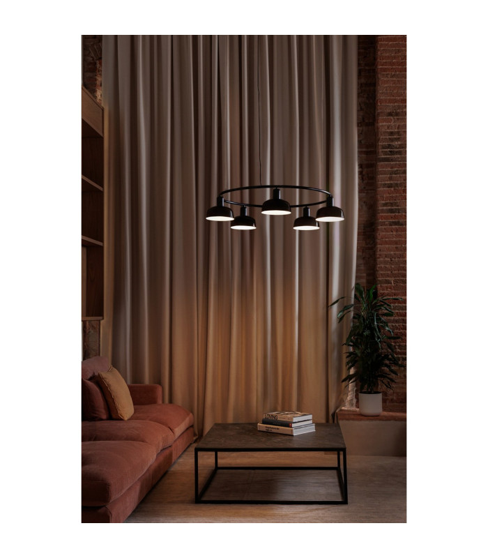 Tatawin Small 5 Light Cylindrical Pendant Ceiling Light Satin Black-3