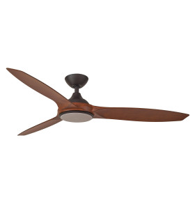 Newport DC Ceiling Fan Black/Walnut 142cm Light 15W CCT Dim 5 Speed with Remote Control-2