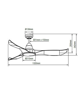 Wave DC Ceiling Fan Black ABS 132cm 5 Speed with Remote Control-2