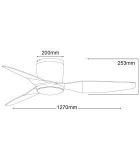 Flush AC Ceiling Fan White 125cm ABS 3 Speed with Remote Control-2