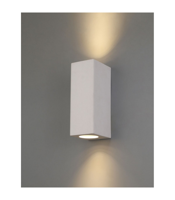 Alina Rectangular Up & Down Wall Lamp 2 x GU10 White Paintable Gypsum-2