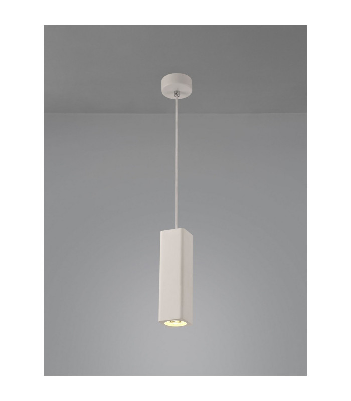 Alina Rectangluar Pendant 1 x GU10 White Paintable Gypsum-2