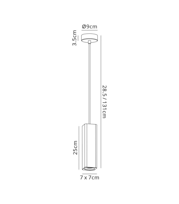Alina Rectangluar Pendant 1 x GU10 White Paintable Gypsum-7