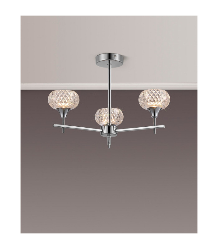 Aria Fixed Pendant 3 Light G9 IP44 Polished Chrome/Clear Glass-2