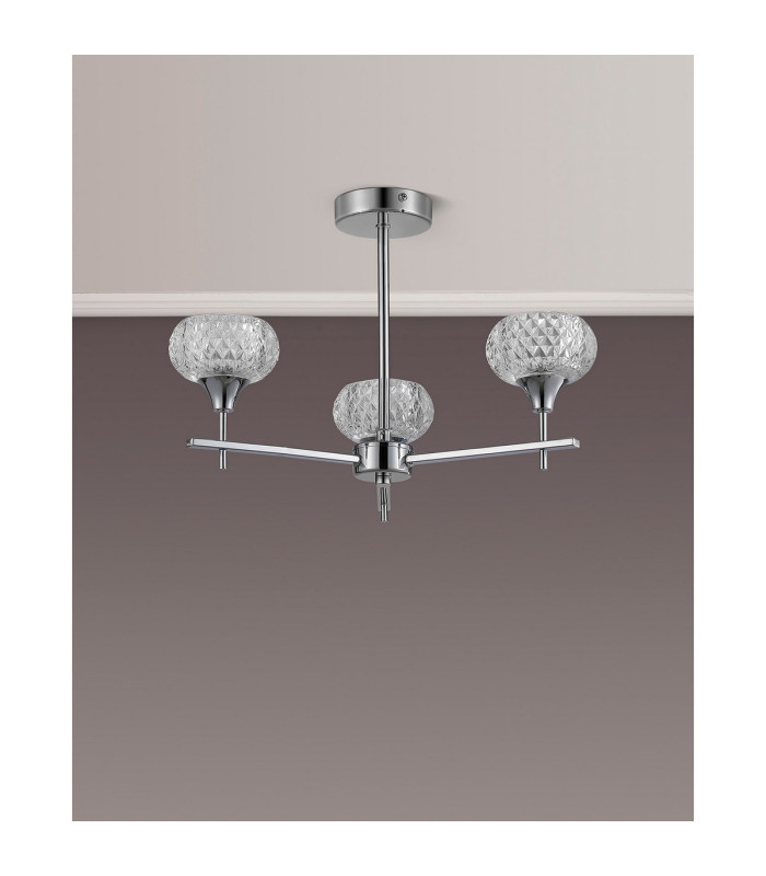 Aria Fixed Pendant 3 Light G9 IP44 Polished Chrome/Clear Glass-6
