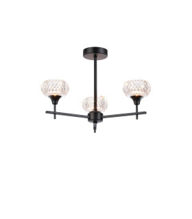 Aria Fixed Pendant 3 Light G9 IP44 Satin Black/Clear Glass-1