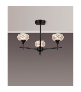 Aria Fixed Pendant 3 Light G9 IP44 Satin Black/Clear Glass-2