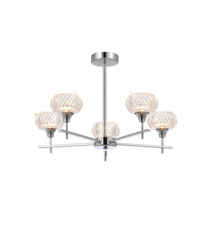 Aria Fixed Pendant 5 Light G9 IP44 Polished Chrome/Clear Glass-1