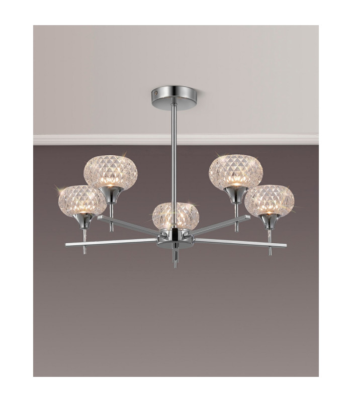 Aria Fixed Pendant 5 Light G9 IP44 Polished Chrome/Clear Glass-2