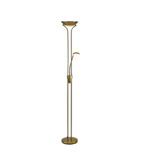Brazier 2 Light Floor Lamp With USB 2.1 mAh Socket 20+5W LED 3000K Touch Dimmer 2300lm Aged Brass 3yrs Warranty-1
