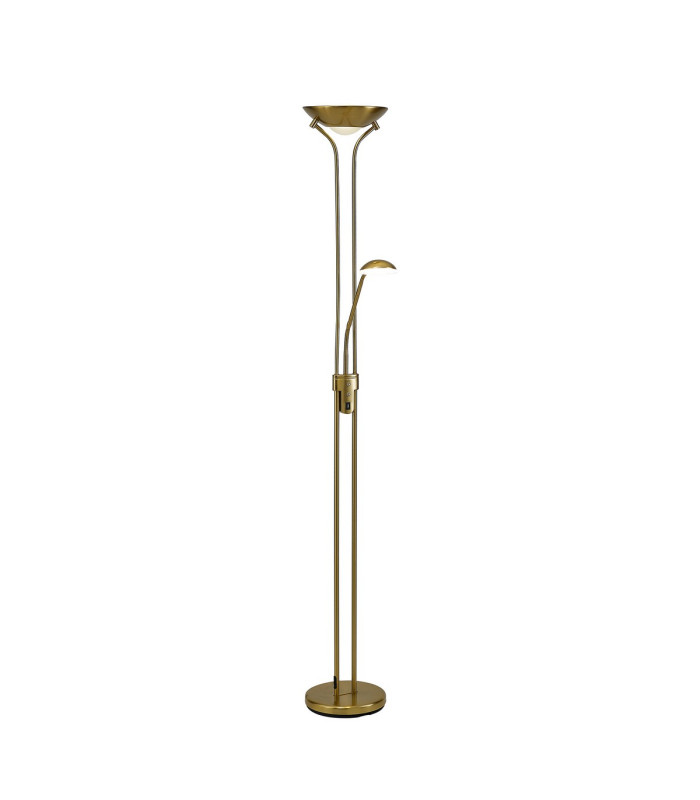 Brazier 2 Light Floor Lamp With USB 2.1 mAh Socket 20+5W LED 3000K Touch Dimmer 2300lm Aged Brass 3yrs Warranty-1