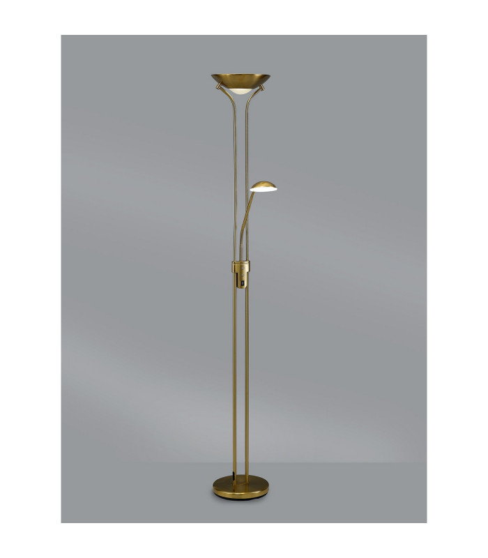 Brazier 2 Light Floor Lamp With USB 2.1 mAh Socket 20+5W LED 3000K Touch Dimmer 2300lm Aged Brass 3yrs Warranty-2
