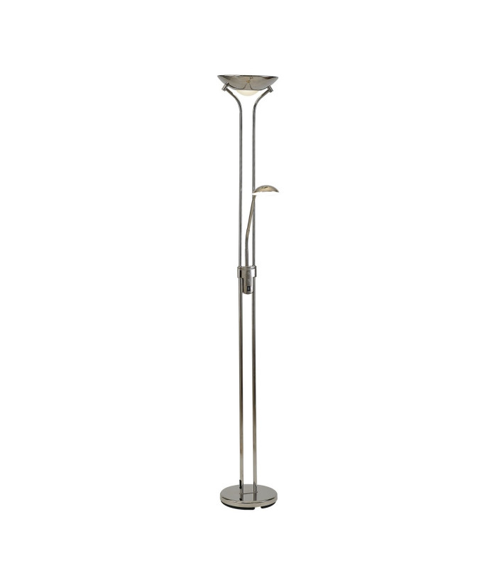 Brazier 2 Light Floor Lamp With USB 2.1 mAh Socket 20+5W LED 3000K Touch Dimmer 2300lm Polished Nickel 3yrs Warranty-1