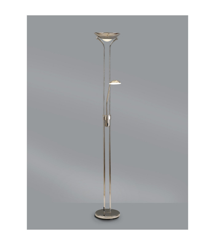 Brazier 2 Light Floor Lamp With USB 2.1 mAh Socket 20+5W LED 3000K Touch Dimmer 2300lm Polished Nickel 3yrs Warranty-2