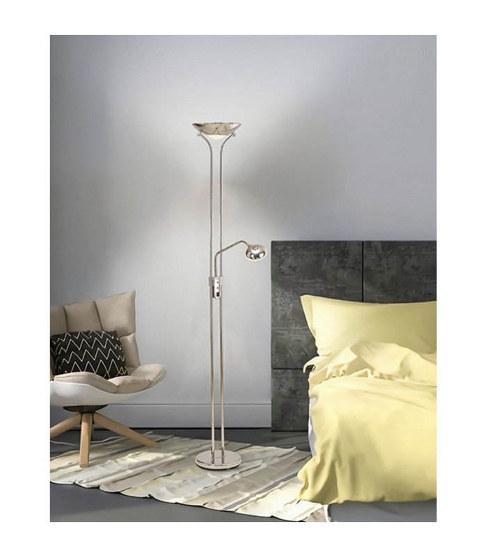 Brazier 2 Light Floor Lamp With USB 2.1 mAh Socket 20+5W LED 3000K Touch Dimmer 2300lm Polished Nickel 3yrs Warranty-5