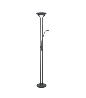Brazier 2 Light Floor Lamp With USB 2.1 mAh Socket 20+5W LED 3000K Touch Dimmer 2300lm Satin Black 3yrs Warranty-1