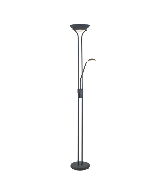 Brazier 2 Light Floor Lamp With USB 2.1 mAh Socket 20+5W LED 3000K Touch Dimmer 2300lm Satin Black 3yrs Warranty-1