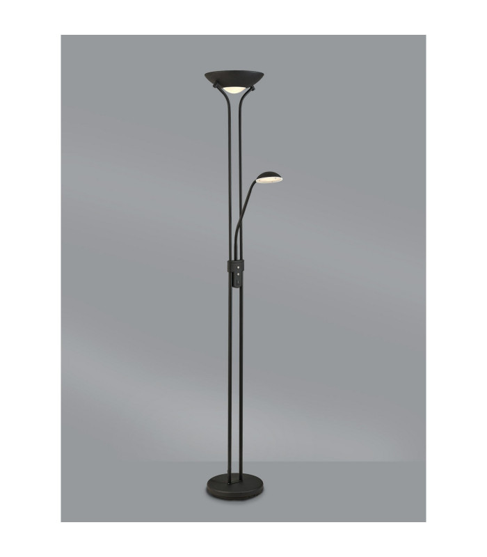 Brazier 2 Light Floor Lamp With USB 2.1 mAh Socket 20+5W LED 3000K Touch Dimmer 2300lm Satin Black 3yrs Warranty-2