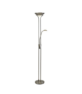 Brazier 2 Light Floor Lamp With USB 2.1 mAh Socket 20+5W LED 3000K Touch Dimmer 2300lm Satin Nickel 3yrs Warranty-1