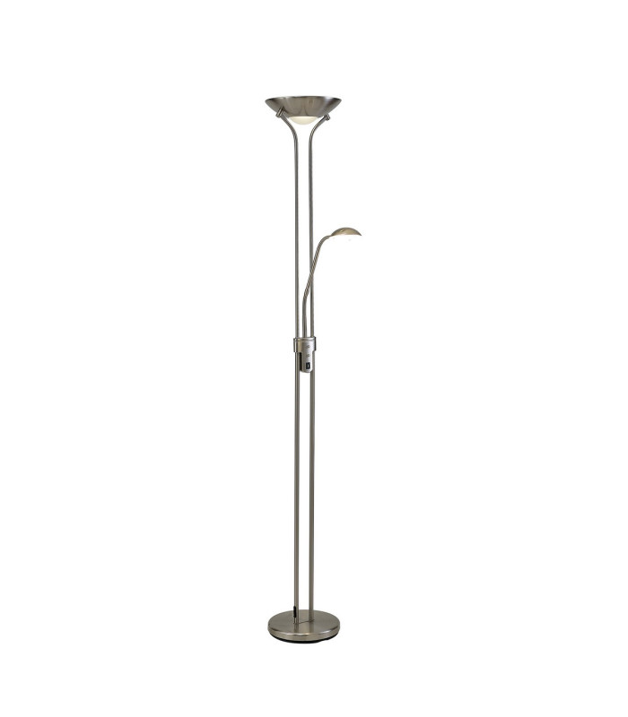 Brazier 2 Light Floor Lamp With USB 2.1 mAh Socket 20+5W LED 3000K Touch Dimmer 2300lm Satin Nickel 3yrs Warranty-1