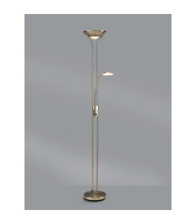 Brazier 2 Light Floor Lamp With USB 2.1 mAh Socket 20+5W LED 3000K Touch Dimmer 2300lm Satin Nickel 3yrs Warranty-2