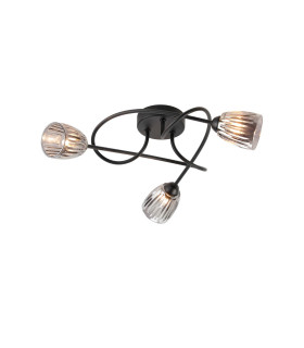 Connie Flush Ceiling 3 Light G9 Satin Black/Smoke Glass-1
