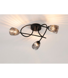 Connie Flush Ceiling 3 Light G9 Satin Black/Smoke Glass-2