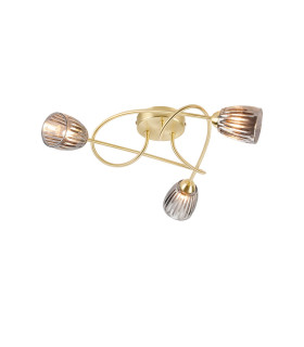 Connie Flush Ceiling 3 Light G9 Satin Brass/Smoke Glass-1