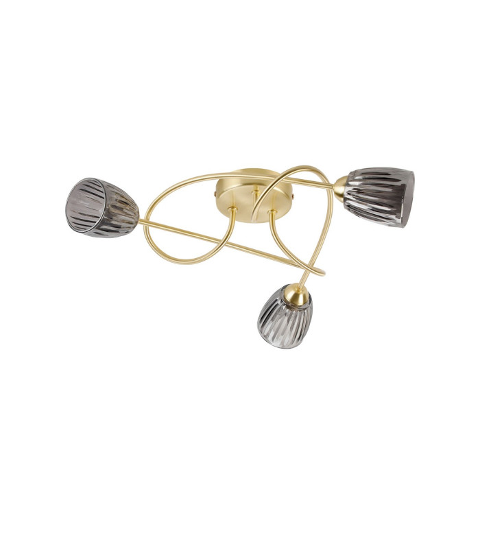 Connie Flush Ceiling 3 Light G9 Satin Brass/Smoke Glass-3