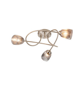 Connie Flush Ceiling 3 Light G9 Satin Nickel/Smoke Glass-1