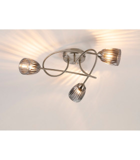 Connie Flush Ceiling 3 Light G9 Satin Nickel/Smoke Glass-2