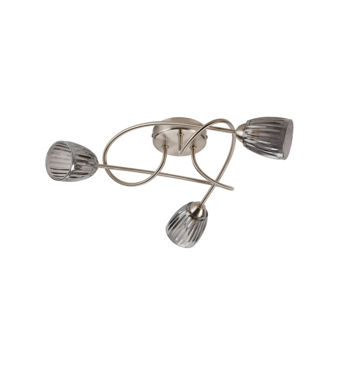 Connie Flush Ceiling 3 Light G9 Satin Nickel/Smoke Glass-3