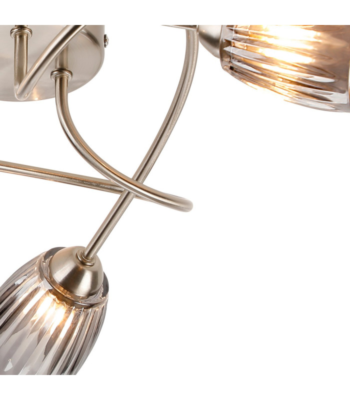 Connie Flush Ceiling 3 Light G9 Satin Nickel/Smoke Glass-6