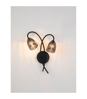 Connie Wall Light 2 Light G9 Satin Black/Smoke Glass-2