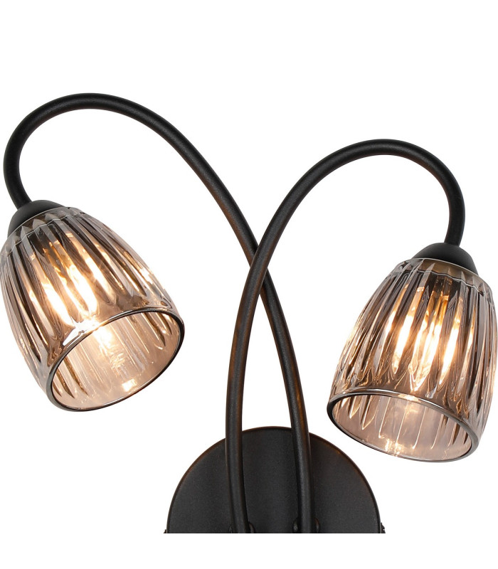 Connie Wall Light 2 Light G9 Satin Black/Smoke Glass-4