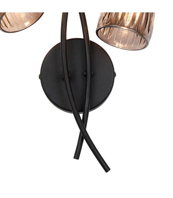Connie Wall Light 2 Light G9 Satin Black/Smoke Glass-5