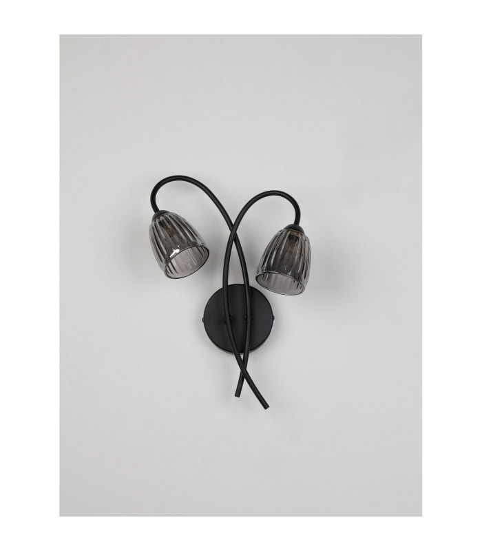 Connie Wall Light 2 Light G9 Satin Black/Smoke Glass-6