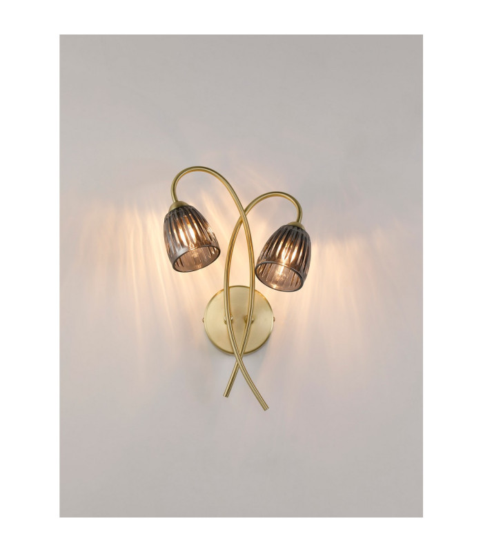 Connie Wall Light 2 Light G9 Satin Brass/Smoke Glass-2