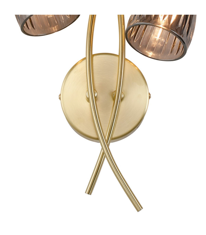 Connie Wall Light 2 Light G9 Satin Brass/Smoke Glass-5