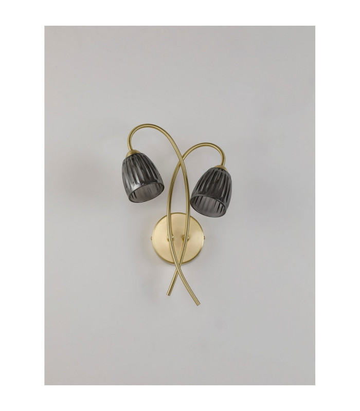 Connie Wall Light 2 Light G9 Satin Brass/Smoke Glass-6