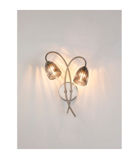 Connie Wall Light 2 Light G9 Satin Nickel/Smoke Glass-2