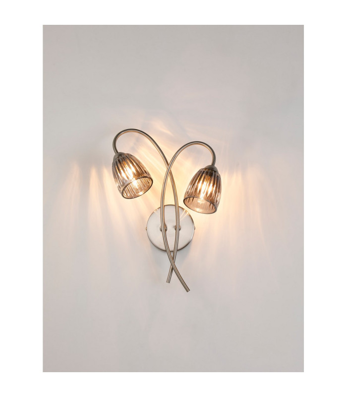 Connie Wall Light 2 Light G9 Satin Nickel/Smoke Glass-2