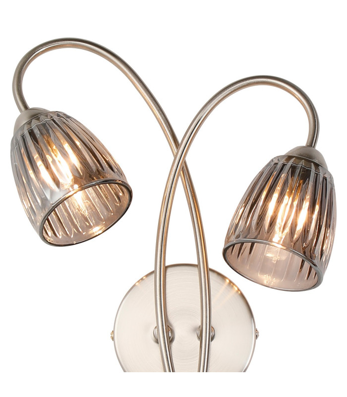 Connie Wall Light 2 Light G9 Satin Nickel/Smoke Glass-4