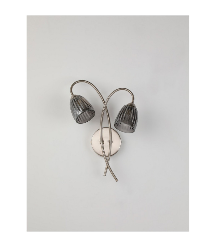 Connie Wall Light 2 Light G9 Satin Nickel/Smoke Glass-6