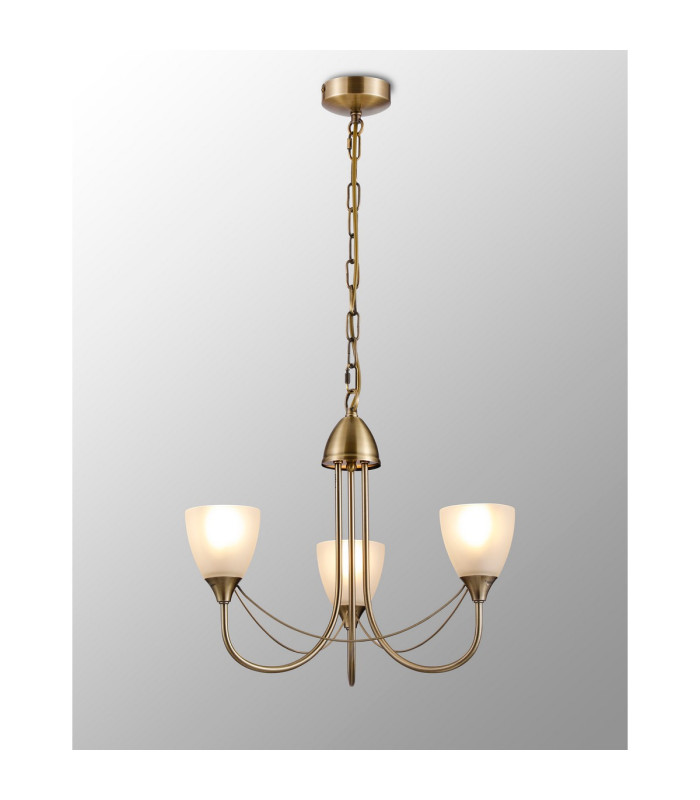 Cooper Ceiling 3 Light Pendant Convertible to Semi Flush E14 Antique Brass/Opal Glass-2