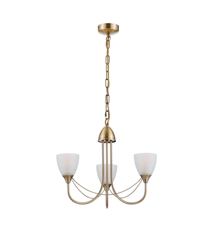Cooper Ceiling 3 Light Pendant Convertible to Semi Flush E14 Antique Brass/Opal Glass-3