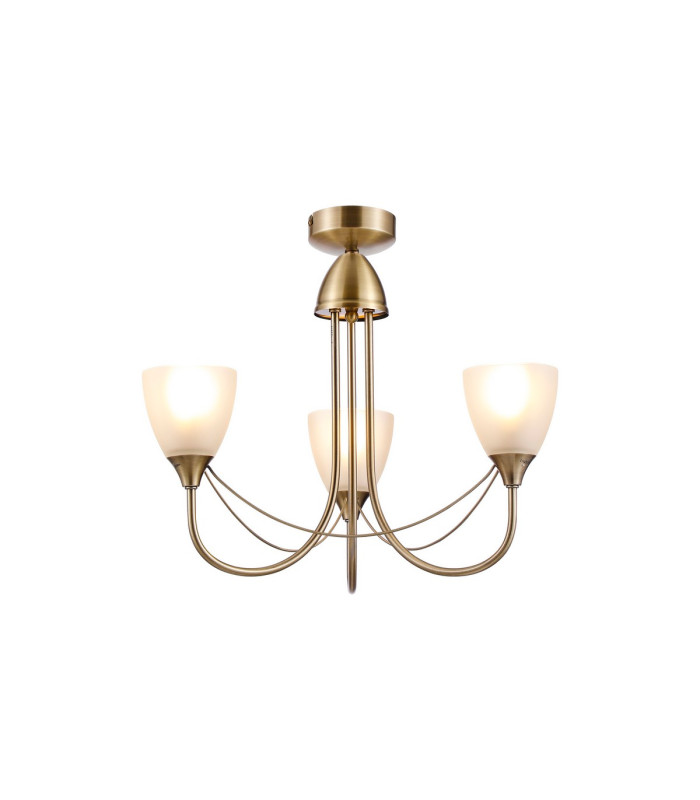 Cooper Ceiling 3 Light Pendant Convertible to Semi Flush E14 Antique Brass/Opal Glass-4